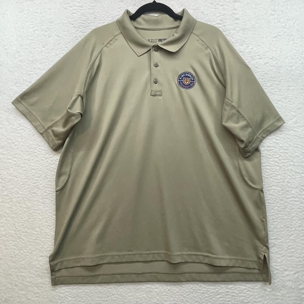 511 Tactical Polo Shirt Mens XL Tan Kirk Gibson Foundation Patch Golf Uniform